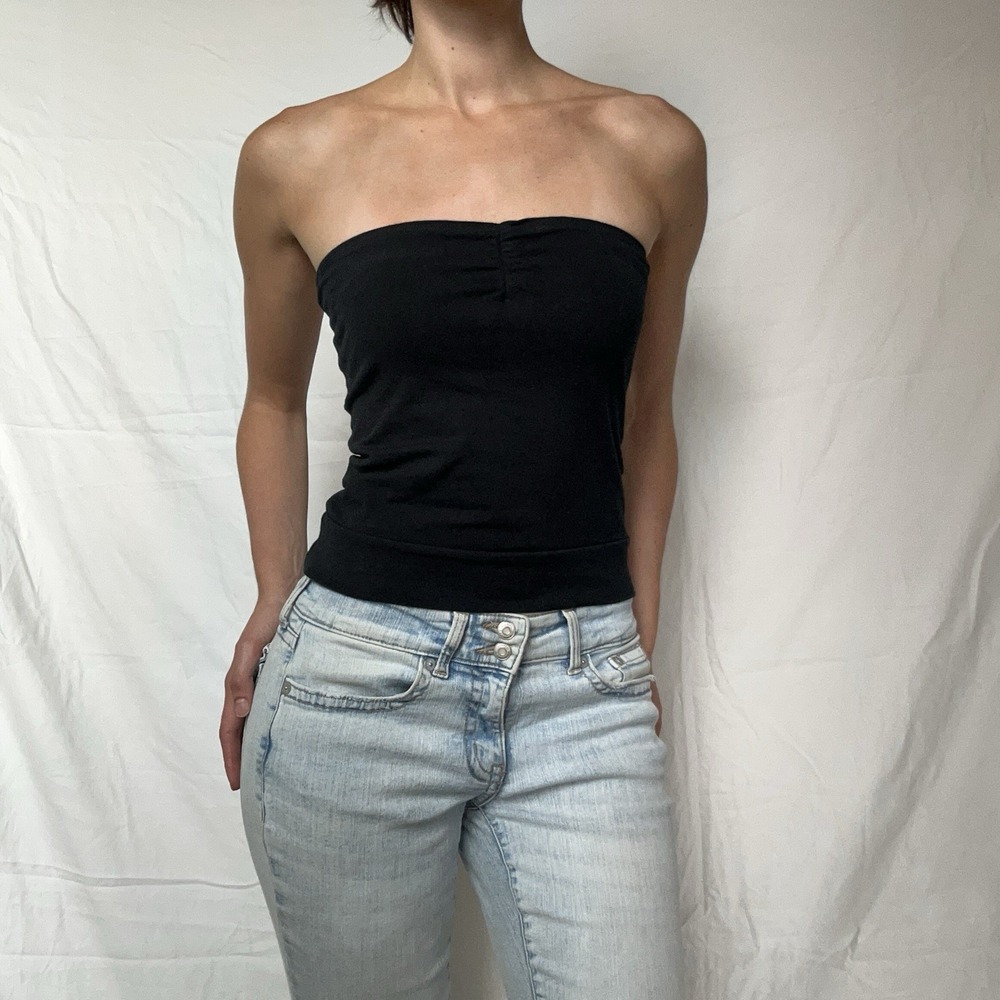Y2K Wet Seal Cotton Tube Top Black Grunge 90s Chic Indie
